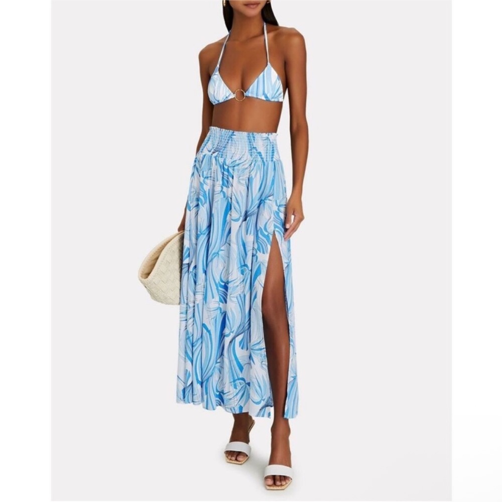 Melissa Odabash Pamela Cover-up Maxi Skirt in Blue Twirl Size Small